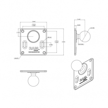 RAM® 75x75 mm VESA Plokštė su rutuliuku