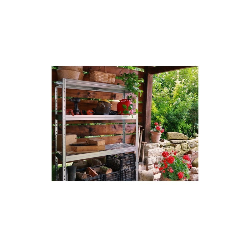 Outdoor wide-span shelf with lattice shelves, 1800x1500x600 mm