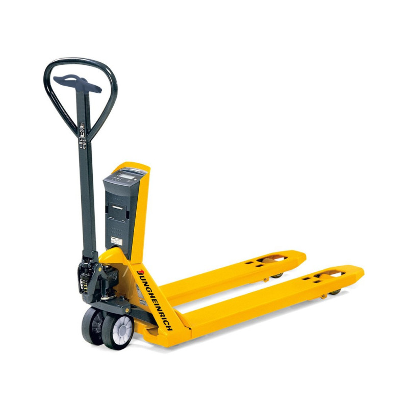 Jungheinrich AMW 22p pallet truck with scale and comfort display, load capacity 2200 kg, solid rubber / polyurethane