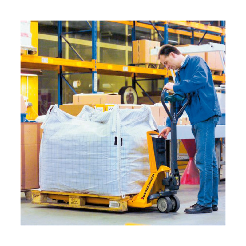 Jungheinrich AMW 22p pallet truck with scale and comfort display, load capacity 2200 kg, solid rubber / polyurethane