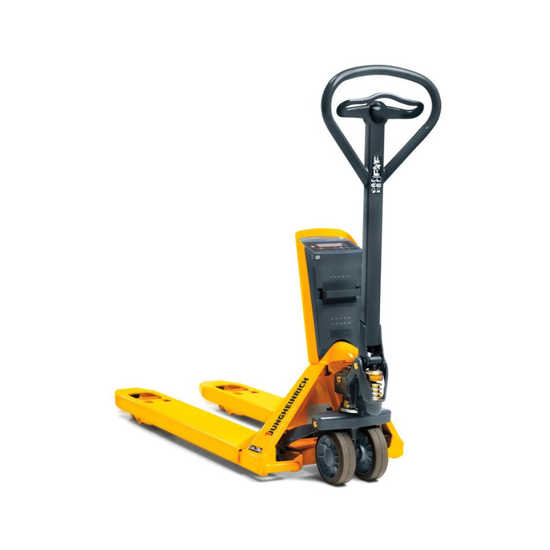 Jungheinrich AMW 22p pallet truck with scale and comfort display, load capacity 2200 kg, solid rubber / polyurethane