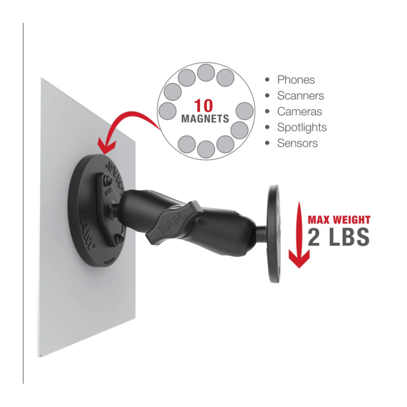 RAM Tough-Mag 88MM Diameter Magnetic Ball Base - B Size