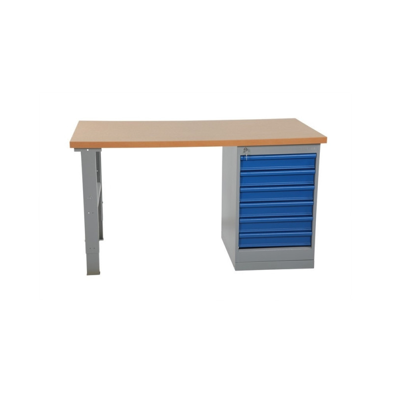Storage workbench with 6 drawers, oil-tempered board