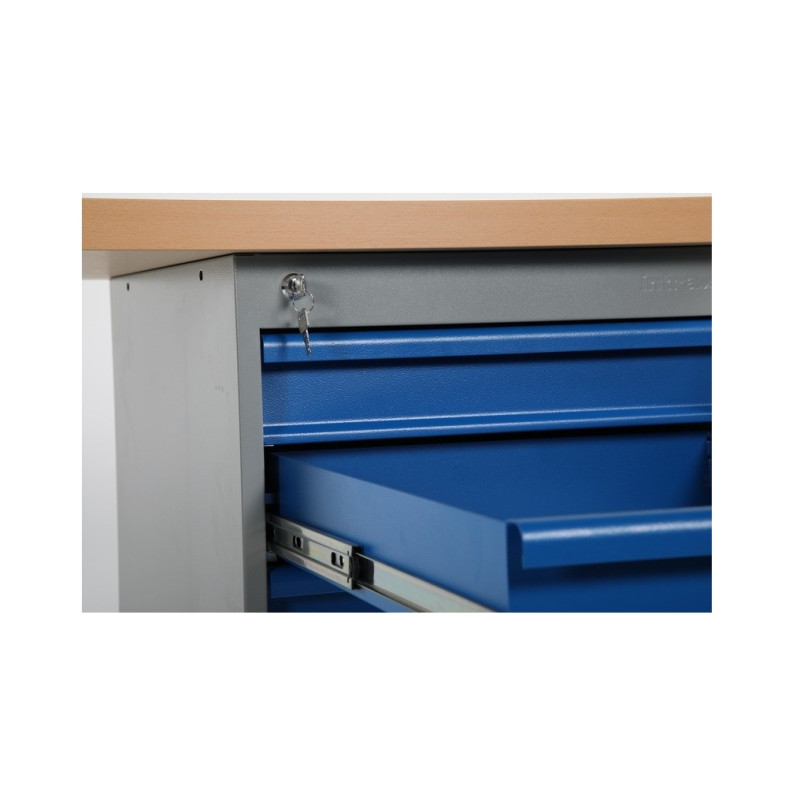 Storage workbench with 6 drawers, oak board