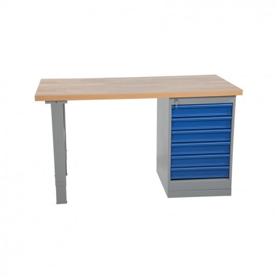 Storage workbench with 6 drawers, oak board
