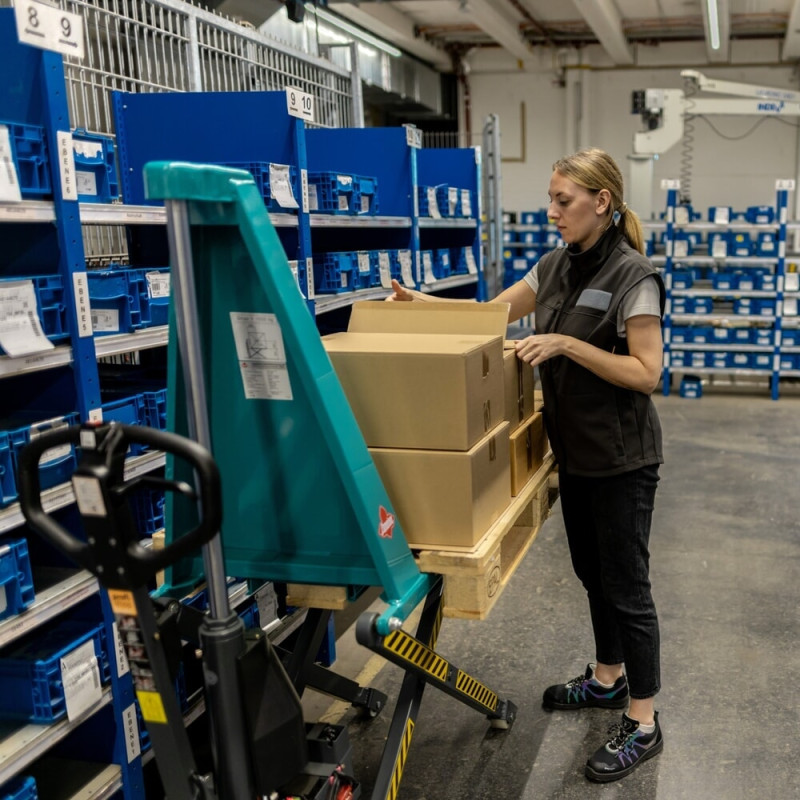 Scissor lift pallet truck Ameise PTM 1.0, electro-hydraulic