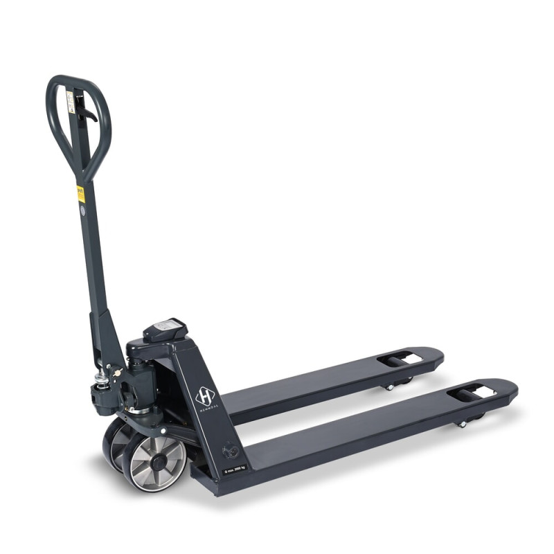 HEMMDAL PTM 2.0 Scale pallet truck with scale, 2000 kg capacity, 5 kg increments, single fork rollers