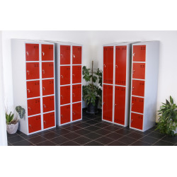 Storage locker, 10 compartments, Red/Grey