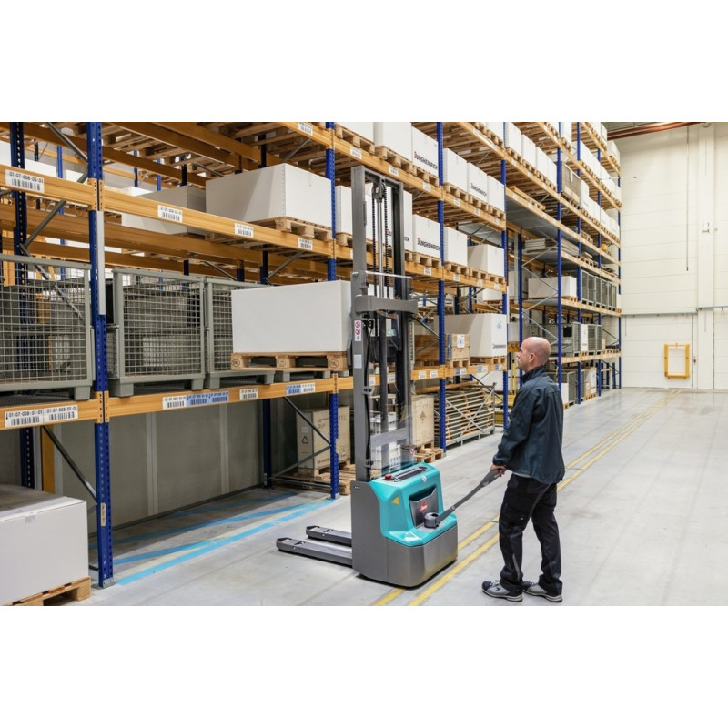 Ameise PSE 1.2z elektrinis padėklų krautuvas - dviejų pakopų teleskopinis stiebas 3514 mm, ličio jonų baterija