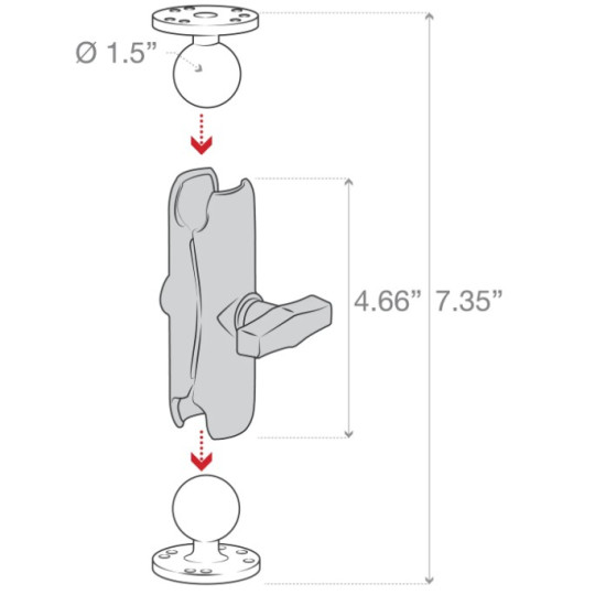 RAM Mounts Double Ball Mount with Two Round Plates - C Size Medium
