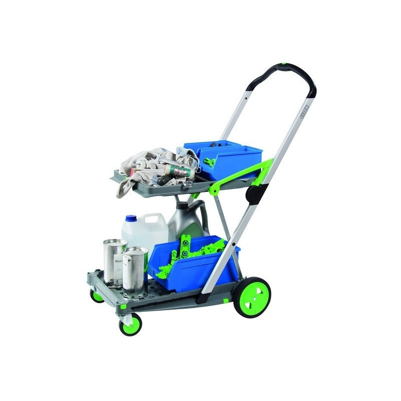 Vežimėlis Clax su 2 lentynomis ir kompaktiška platforma