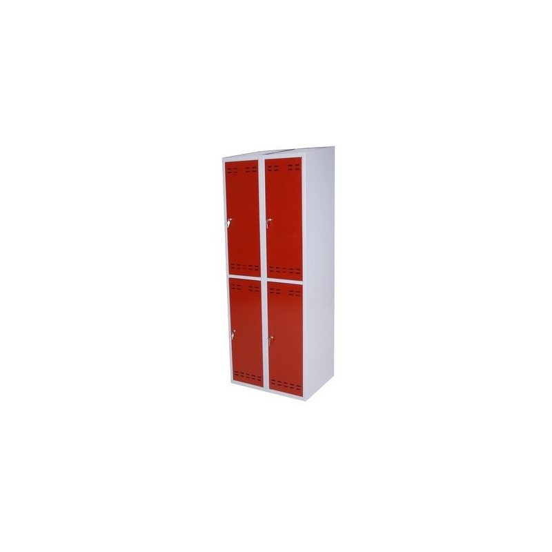 Clothing cabinet, 4 doors, Red/Grey