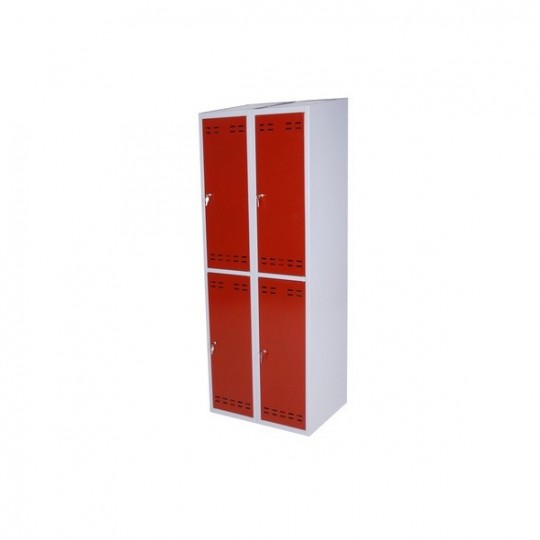 Clothing cabinet, 4 doors, Red/Grey