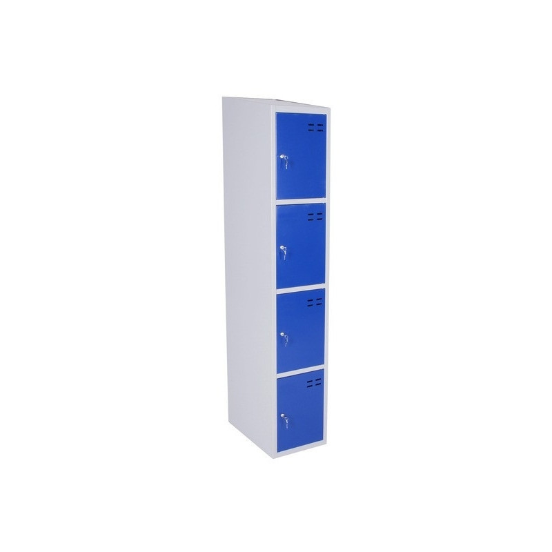Storage locker, 4 compartments, Blue/Grey
