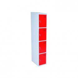 Daiktų saugojimo spintelė, 4 skyriai, Raudona/Pilka
