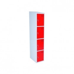 Daiktų saugojimo spintelė, 4 skyriai, Raudona/Pilka