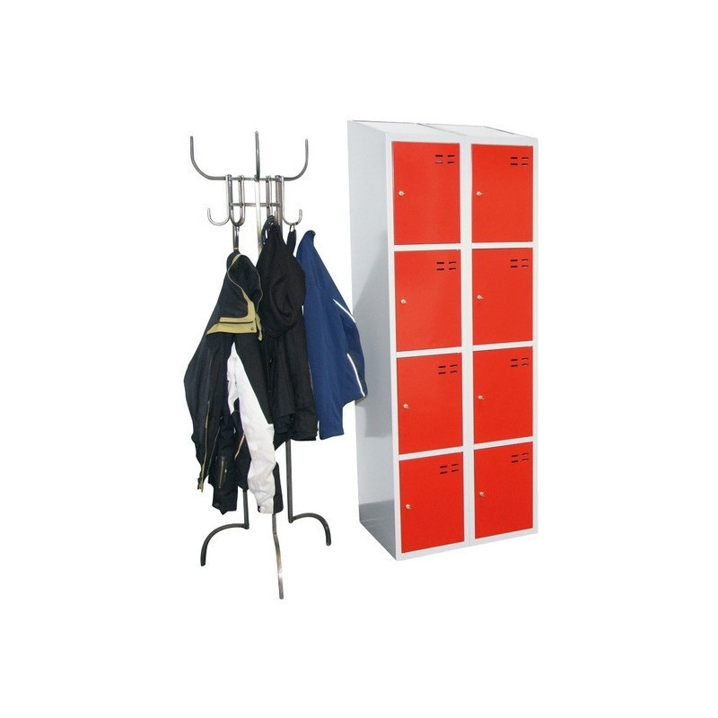 Storage locker, 8 compartments, Red/Grey