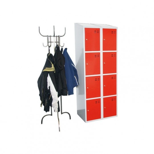 Storage locker, 8 compartments, Red/Grey