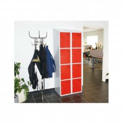Storage locker, 8 compartments, Red/Grey