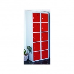 Storage locker, 10 compartments, Red/Grey