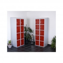 Storage locker, 10 compartments, Red/Grey